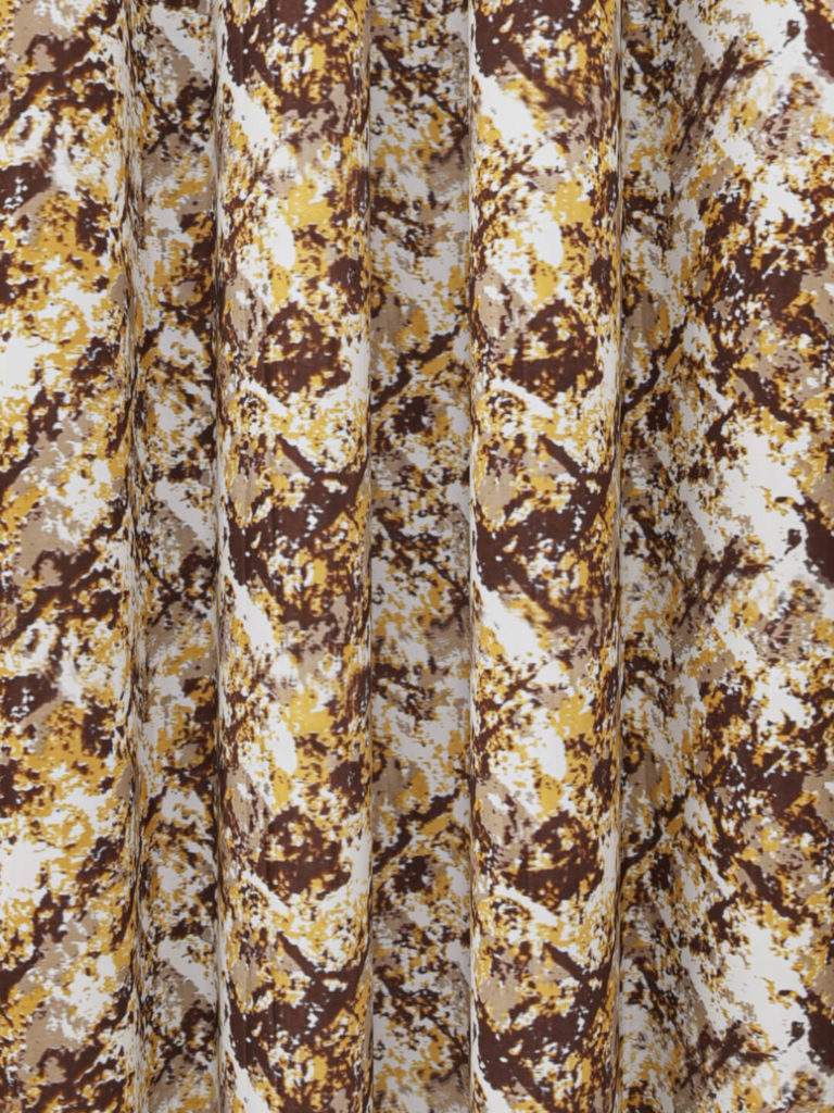 Printed Curtain Fabric Coffee Colour