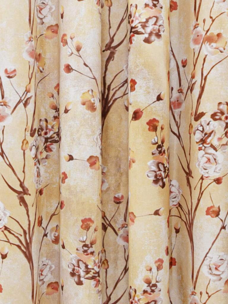 Coffee Floral Curtain Design